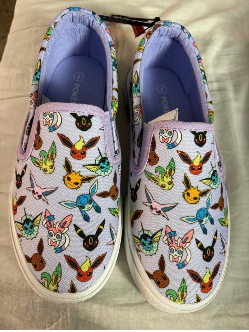 Kids Lavender Eevee Evolutions Pokemon Slip-On Sneakers